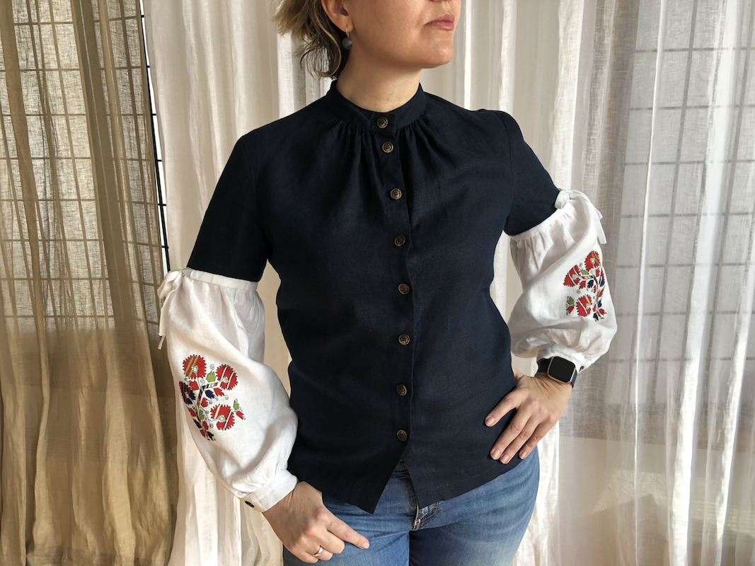 Bulgarian Embroidery Linen Shirt Contemporary Look